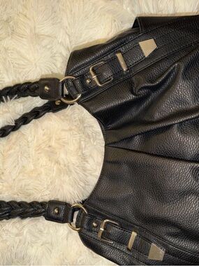 Apt. 9 Black Pebbled Tote with Braided Straps